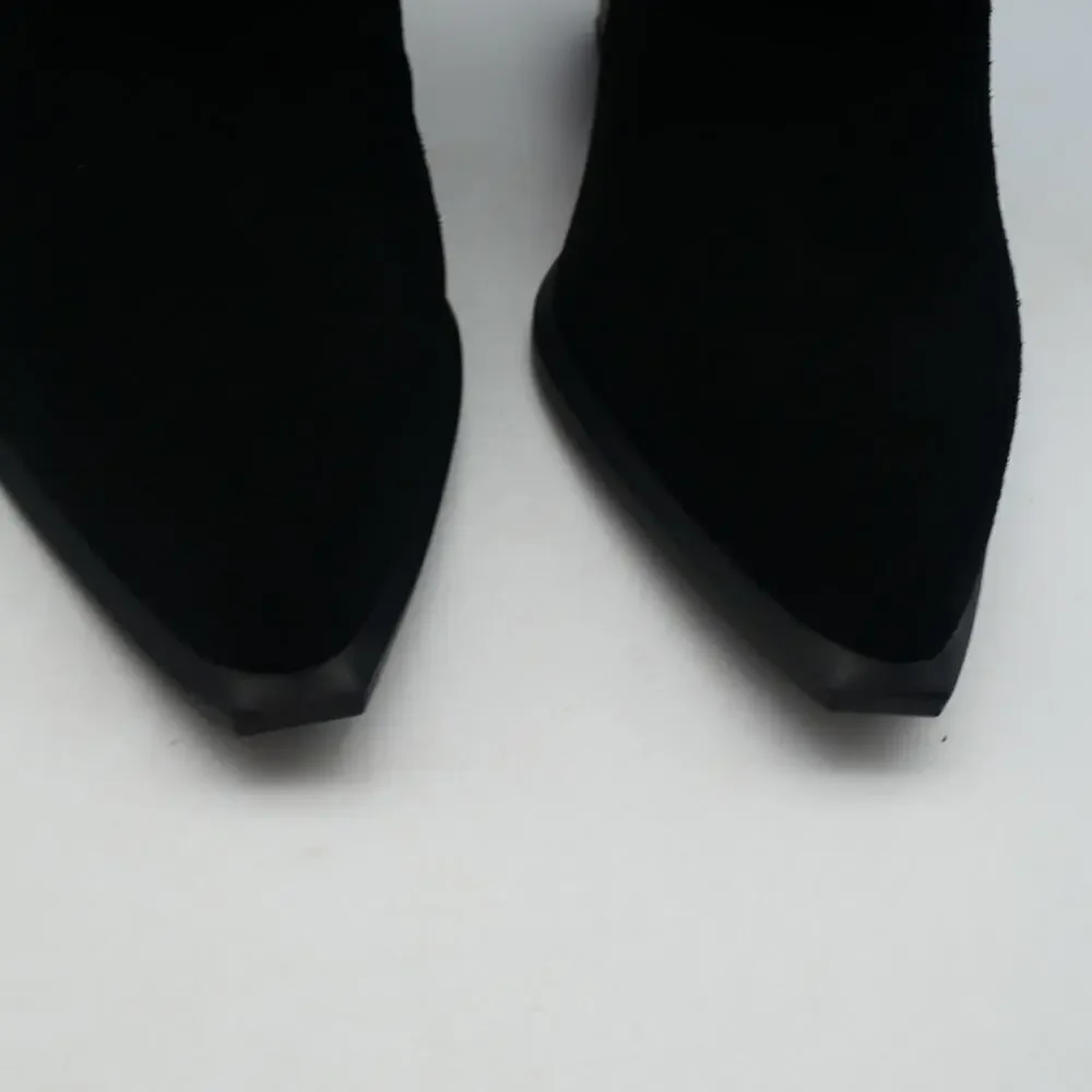 NEW Nine West Women's 8.5 Rimepy Foldover Boot Black Suede  Block Heel